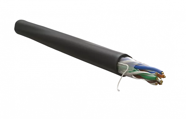 WRline WR-UTP-4P-C5E-PE-BK Кабель витая пара, неэкранированный U/UTP, категория 5e, 4 пары (0,50 мм), одножильный, внешний, PE, черный, 305 м