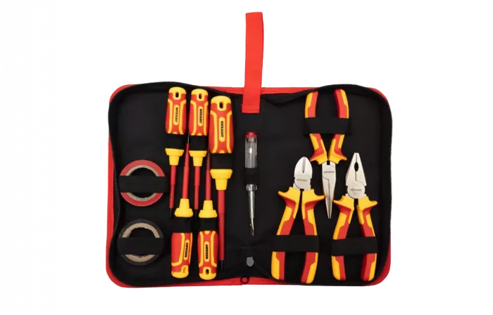 12-4692-3 Набор диэлектрического инструмента RI-02, тканевый пенал, 11 предметов, до 1000В