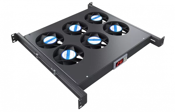 Вентиляторный модуль , 6 вентиляторов с цифровым термореле ВМ-6-19"-Т-2-Ч черный ССД