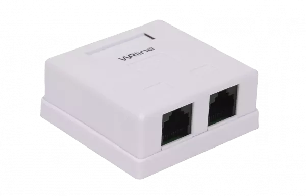 WRline WR-WS-8P8C-C5E-2 Розетка компьютерная RJ-45, категория 5e, неэкранированная, двойная, внешняя, Dual IDC, цвет белый
