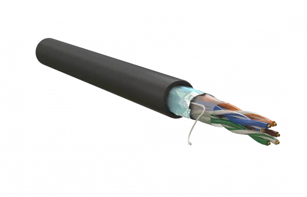 WRline WR-FTP-4P-C5E-PE-BK Кабель витая пара, экранированный F/UTP, категория 5e, 4 пары (0,50 мм), одножильный, внешний, PE, черный, 305 м