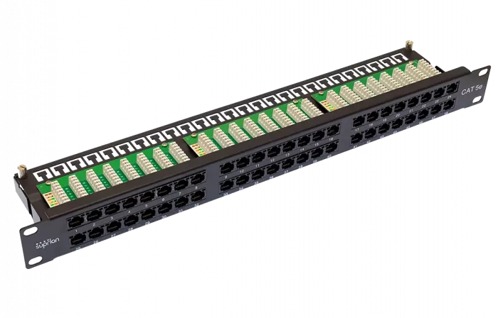 10-0406 SUPRLAN Патч-панель высокой плотности 19'. 48 портов RJ-45. UTP. Cat.5e. 1U