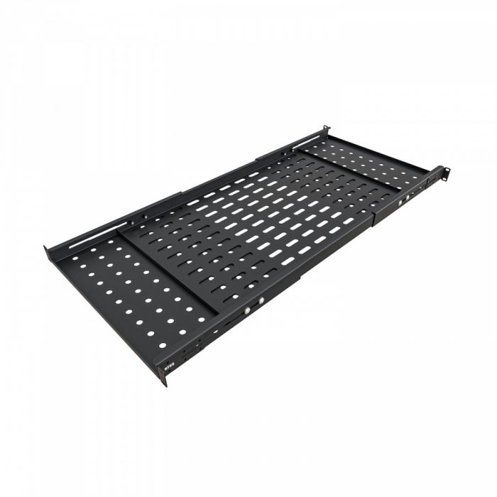 Универсальная полка 1U для шкафов глубиной 1070/1200мм раздвижная (усиленная до 150кг), RAL 9005