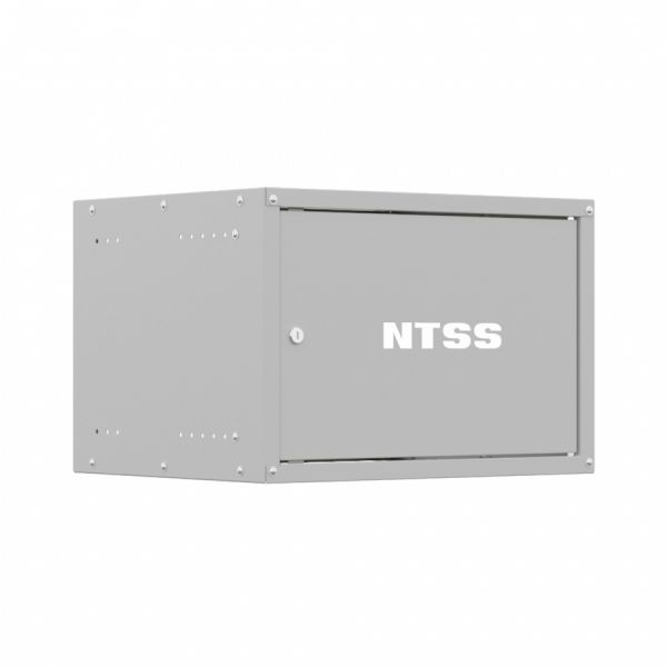 Шкаф настенный телекоммуникационный NTSS LIME 6U 550х350х370мм, 2 профиля 19, дверь сплошная металл, боковые стенки несъемные, разобранный, серый RAL 7035