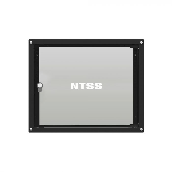 Шкаф настенный телекоммуникационный NTSS LIME 18U 550х600х900мм, 2 профиля 19, дверь стеклянная, боковые стенки несъемные, разобранный, черный RAL 9005