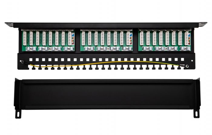 02-0041 REXANT PRO Патч-панель 19", 1U, 24 порта, STP, RJ-45, CAT 5e