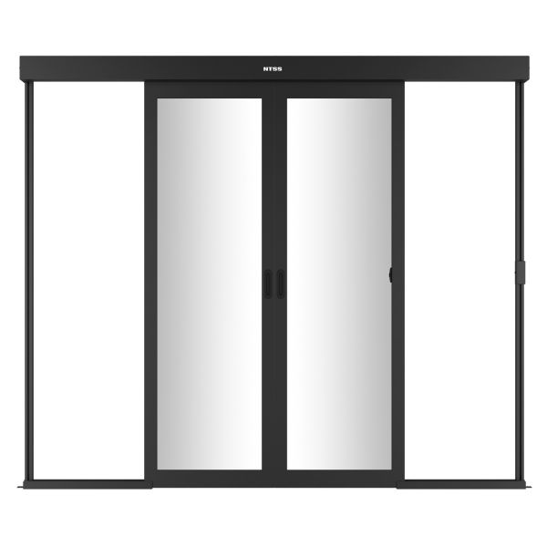 Дверной блок системы изоляции NTSS 42U, с двумя автоматическими дверями, 42U, стекло, для коридора шириной 1200 мм, СКУД, 4 RFID карты, RAL 9005 чёрный