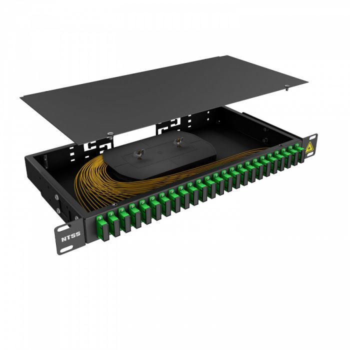 Кросс 19" NTSS PREMIUM, предсобранный 1U, 24 порта SC/APC duplex, 9/125 мкм, черный