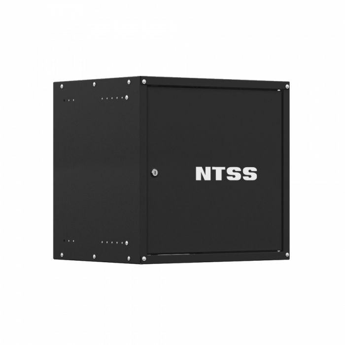 Шкаф настенный телекоммуникационный NTSS LIME 9U 550х600х500мм, 2 профиля 19, дверь сплошная металл, боковые стенки несъемные, разобранный, черный RAL 9005