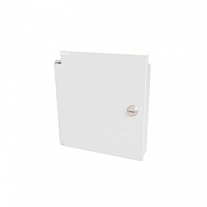 Кросс NTSS оптический настенный Мини, укомплектованный, 2 порта LC/UPC duplex, 50/125 мкм (планка, ложемент, пигтейлы, КДЗС, адаптеры) серый RAL 7035