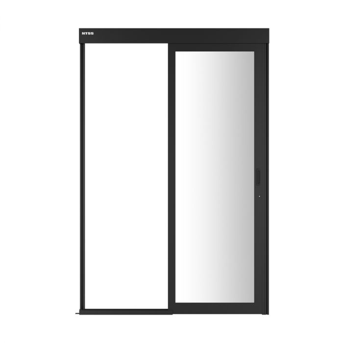 Дверной блок системы изоляции NTSS 48U, с одной механической дверью, стекло, для коридора без правого ряда шириной 800 мм, RAL 9005 чёрный