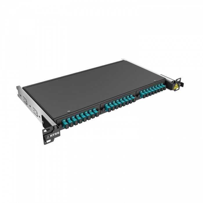 Кросс 19" NTSS PREMIUM выдвижной, предсобранный 1U, 16 портов SC/UPC, 50/125 мкм OM3, черный