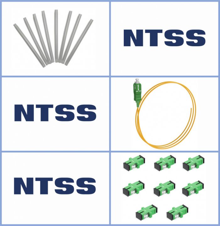 Кросс NTSS оптический настенный Микро, укомплектованный, 8 портов SC/APC, 9/125 мкм (сплошная панель, ложемент, пигтейлы, КДЗС, адаптеры) серый RAL 7035