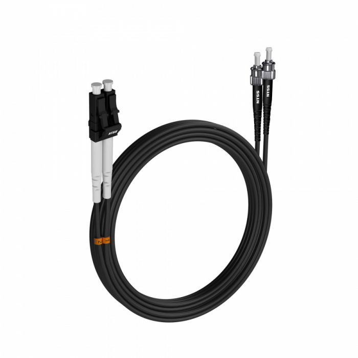 Шнур оптический NTSS dpc LC/UPC-ST/UPC 9/125 3.0мм 20м черный LSZH (патч-корд)