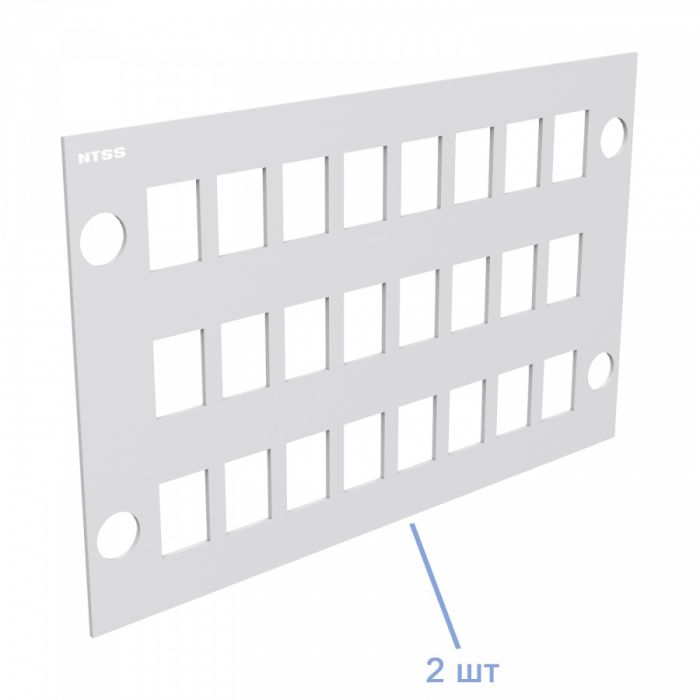 Кросс NTSS оптический настенный, укомплектованный, 48 портов LC/APC duplex, 9/125 мкм (планки, сплайс-кассета 3шт, пигтейлы, КДЗС, адаптеры) серый RAL 7035