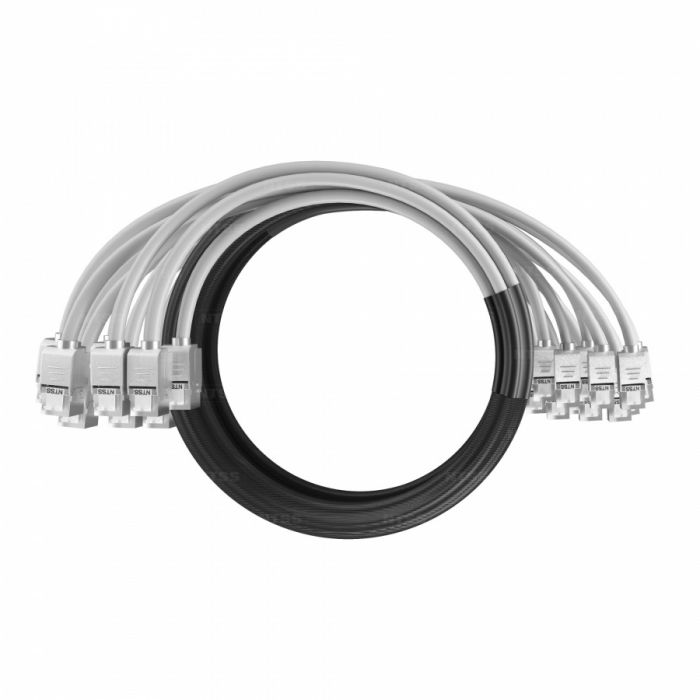 Кабельная сборка NTSS PREMIUM 12pc, FTP CAT6, оконцована разъемами KEYSTONE RJ45 FTP CAT6, заделка в чулке, вывод 0.6м, длина 4м, LSZH, серый