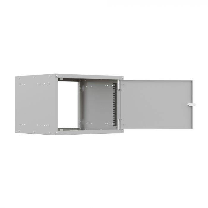 Шкаф настенный телекоммуникационный NTSS LIME 6U 550х350х370мм, 2 профиля 19, дверь сплошная металл, боковые стенки несъемные, разобранный, серый RAL 7035