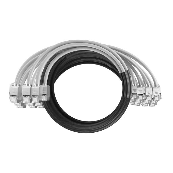 Кабельная сборка NTSS PREMIUM 24pc, FTP CAT5e, оконцована разъемами KEYSTONE RJ45 FTP CAT5e, заделка в чулке, вывод 0.6м, длина 18м, LSZH, серый