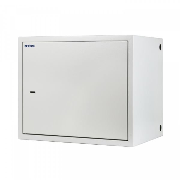 Шкаф настенный антивандальный распашной NTSS WAR 10U 600×500мм, 2 профиля 19, сварной, серый RAL 7035