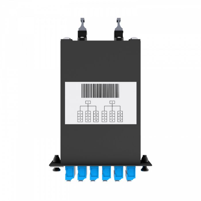 Кассета кроссовая NTSS STANDART 2 разъема MPO/АPC (male) 9/125, на 24 LC/UPС (6 QLC/UPC), полярность А, черный