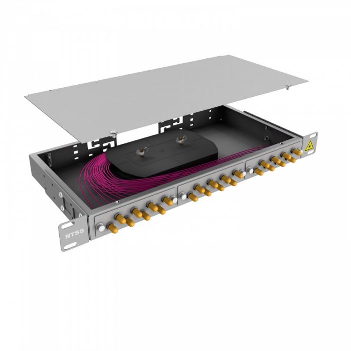 Кросс 19" NTSS PREMIUM, предсобранный 1U, 24 порта ST/UPC, 50/125 мкм OM4