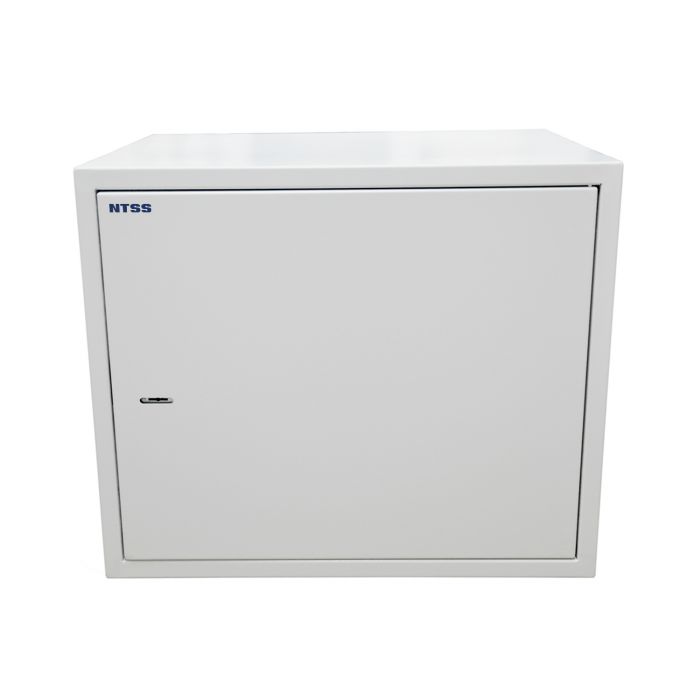 Шкаф настенный антивандальный распашной NTSS WAR 14U 600×500мм, 2 профиля 19, сварной, серый RAL 7035