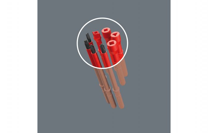 WE-059030	Kraftform Kompakt VDE 17 Universal 1 Набор насадок с 2 отвёртками-битодержателями, 17 пр.