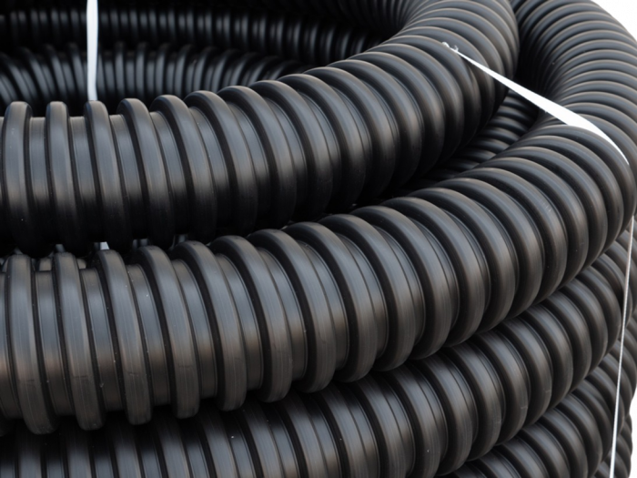 Труба ССД-Пайп УльтраФ OD=160 мм, 1300N, SN22, с протяжкой (бухта 46 м) Труба полимерная жёсткая гофрированная спиральная ультрафиолетостойкая, не распространяющая горение