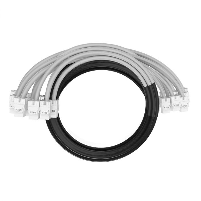 Кабельная сборка NTSS PREMIUM 12pc, UTP CAT5e, оконцована разъемами KEYSTONE RJ45 UTP CAT5e, заделка в чулке, вывод 0.6м, длина 9м, LSZH, серый