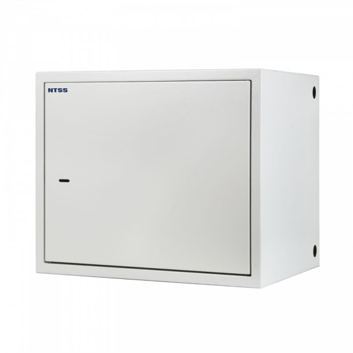 Шкаф настенный антивандальный распашной NTSS WAR 8U 550×400мм, 2 профиля 19, сварной, серый RAL 7035