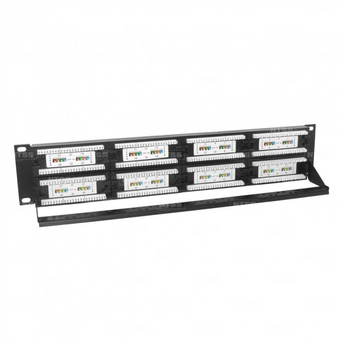 Патч-панель NTSS PREMIUM UTP, 19", 48 портов RJ45, cat.5е, 2U, Dual IDC с органайзером