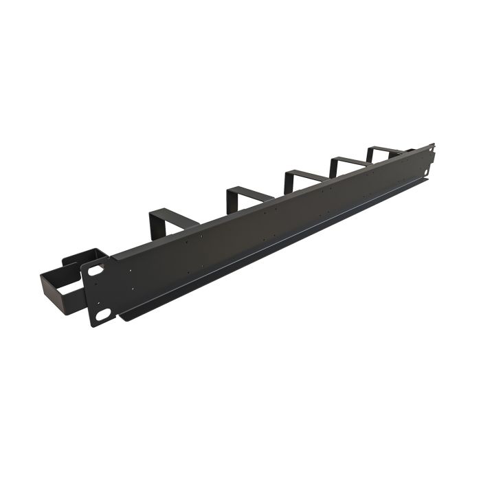 Горизонтальный кабельный органайзер 19", 1U, 7 колец глубиной 45 мм, металл, RAL 9005