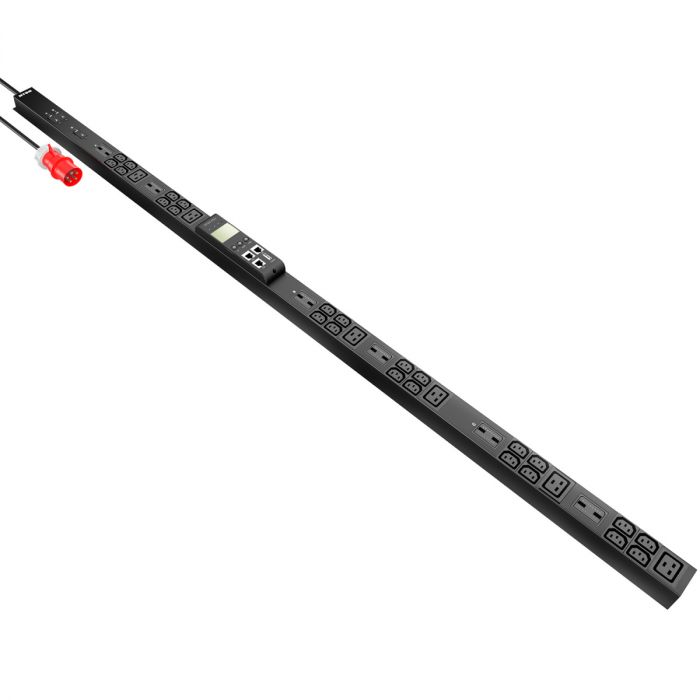 Блок распределения питания NTSS Managed, 3ф16А, 11кВт, 3 автоматических выключателя, (24)С13, (6)С19, 3м кабель с вилкой IEC 60309, 1562х65х65 мм