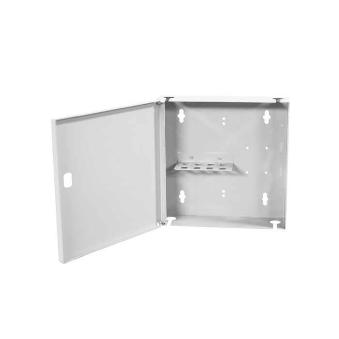 Кросс NTSS оптический настенный Мини, укомплектованный, 8 портов SC/APC, 9/125 мкм (сплошная панель, ложемент, пигтейлы, КДЗС, адаптеры) серый RAL 7035