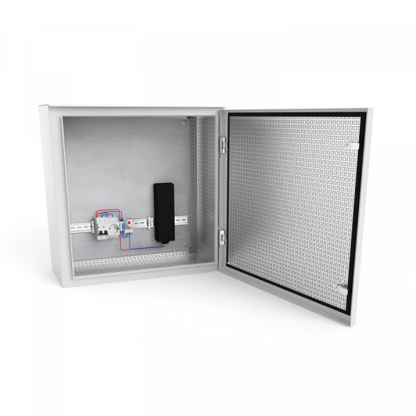 Шкаф настенный климатический NTSS WT 18U (ШхВхГ) 600x970x350 мм, 4 профиля 19, с обогревом 150W, IP55, серый RAL 7035