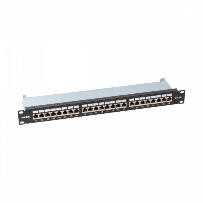 Патч-панель NTSS PREMIUM 1U 24 порта RJ45  FTP cat.6A, Krone IDC (инструмент в комплекте), с органайзером