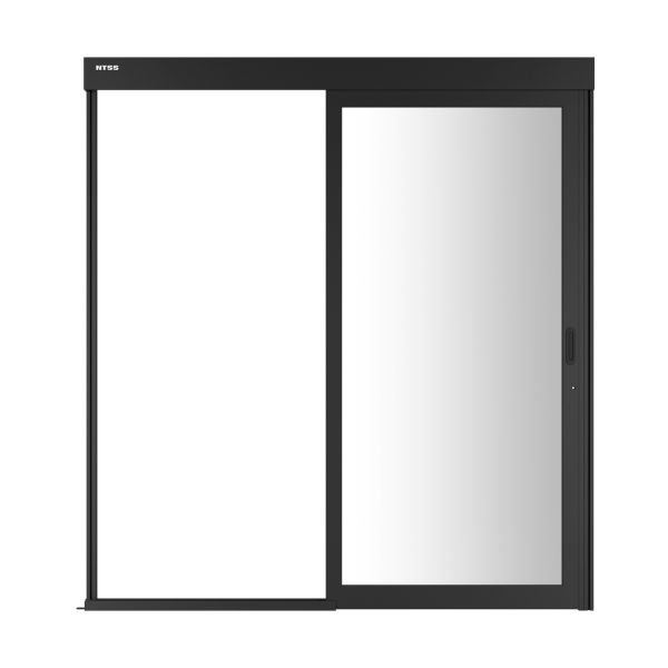 Дверной блок системы изоляции NTSS 42U, с одной механической дверью, стекло, с замком, для коридора без правого ряда шириной 1000 мм, RAL 9005 чёрный