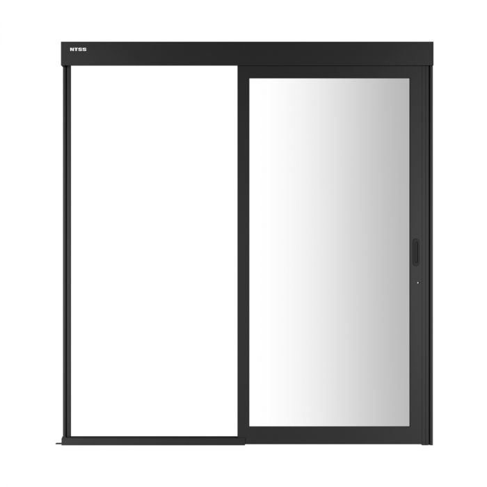 Дверной блок системы изоляции NTSS 42U, с одной механической дверью, стекло, с замком, для коридора без правого ряда шириной 1000 мм, RAL 9005 чёрный