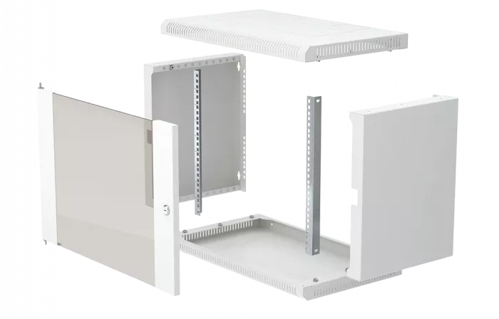 Шкаф телекоммуникационный настенный разборный 19”,12U(600x550), ШТ-НСр-12U-600-550-С дверь стекло ССД