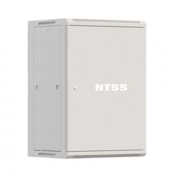 Шкаф настенный телекоммуникационный NTSS W 15U 600х600х770мм, 2 профиля 19, дверь сплошная металл, боковые стенки съемные, разобранный, серый RAL 7035