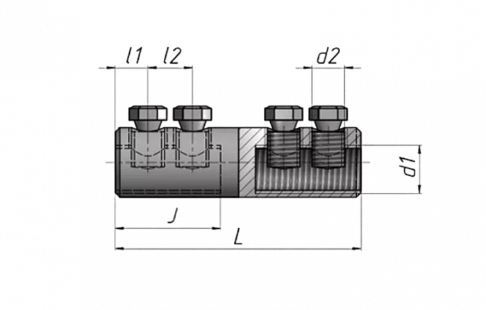 Соединитель болтовой рядный 4СБ-1 (25-50 мм2)