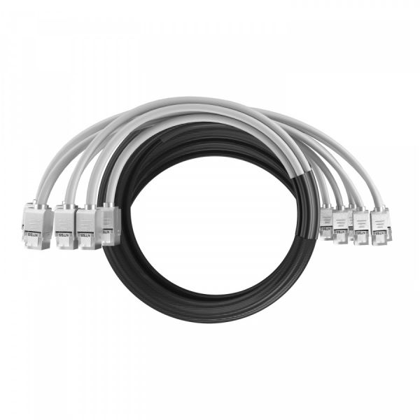 Кабельная сборка NTSS PREMIUM 6pc, S/FTP CAT6A, оконцована разъемами KEYSTONE RJ45 FTP CAT6A, заделка в чулке, вывод 0.6м, длина 24м, LSZH, серый
