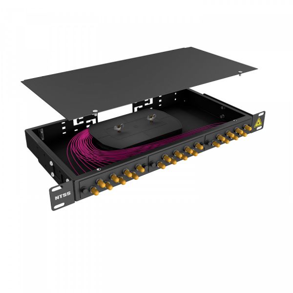 Кросс 19" NTSS PREMIUM, предсобранный 1U, 16 портов ST/UPC, 50/125 мкм OM4, черный