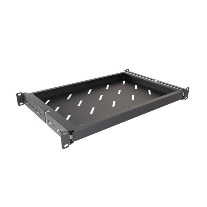 Полка выдвижная NTSS глубина 300мм, крепление 19 1U, для шкафов глубиной 600мм, черный RAL 9005