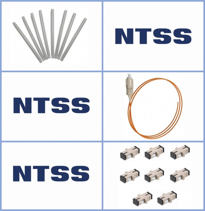 Кросс NTSS оптический настенный Микро, укомплектованный, 4 порта SC/UPC, 62.5/125 мкм (сплошная панель, ложемент, пигтейлы, КДЗС, адаптеры) серый RAL 7035