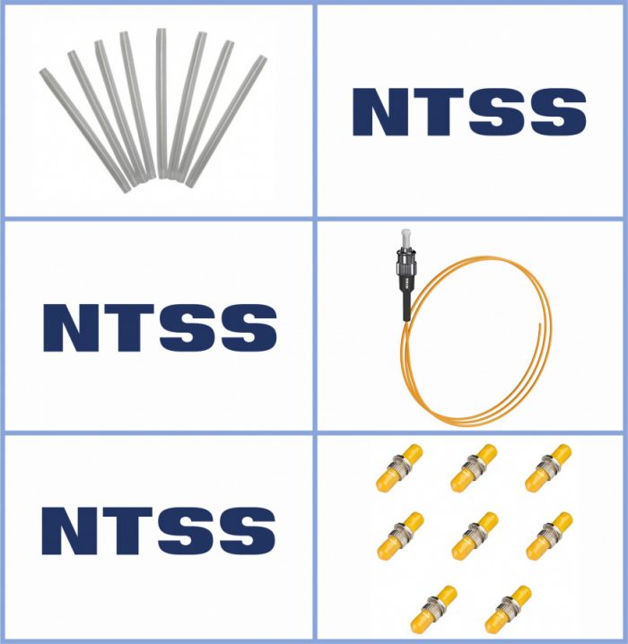 Кросс NTSS оптический настенный Мини, укомплектованный, 4 порта ST/UPC, 9/125 мкм (сплошная панель, ложемент, пигтейлы, КДЗС, адаптеры) серый RAL 7035