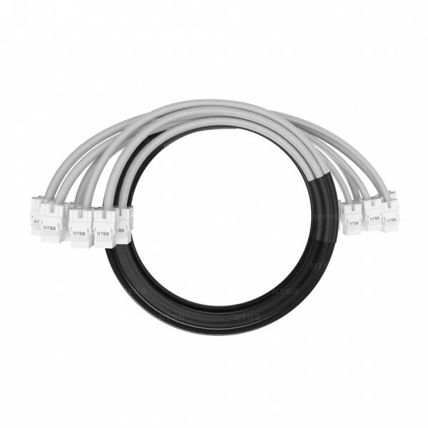 Кабельная сборка NTSS PREMIUM 6pc, UTP CAT5e, оконцована разъемами KEYSTONE RJ45 UTP CAT5e, заделка в чулке, вывод 0.6м, длина 2м, LSZH, серый