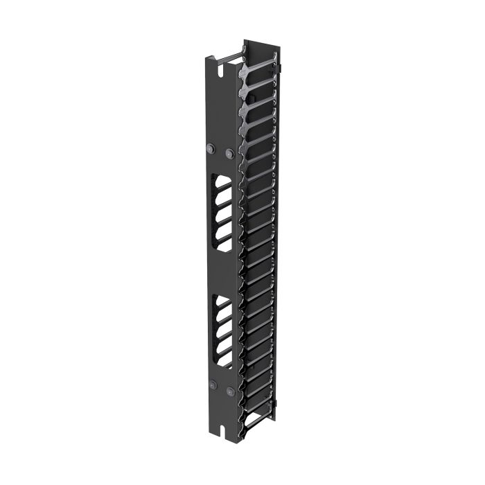 Кабельный органайзер вертикальный NTSS, крепление Zero-U высота 48U, с пластиковыми пальцами и крышкой Zero-U, ширина 90мм глубина 158 мм, черный RAL 9005