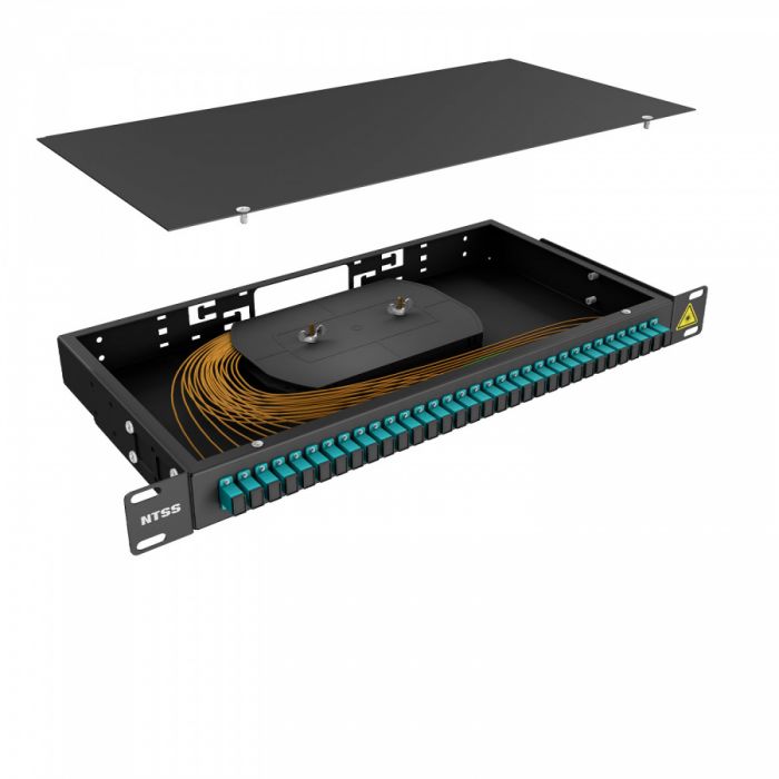 Кросс 19" NTSS PREMIUM, предсобранный 1U, 32 порта SC/UPC 50/125 мкм OM3, черный