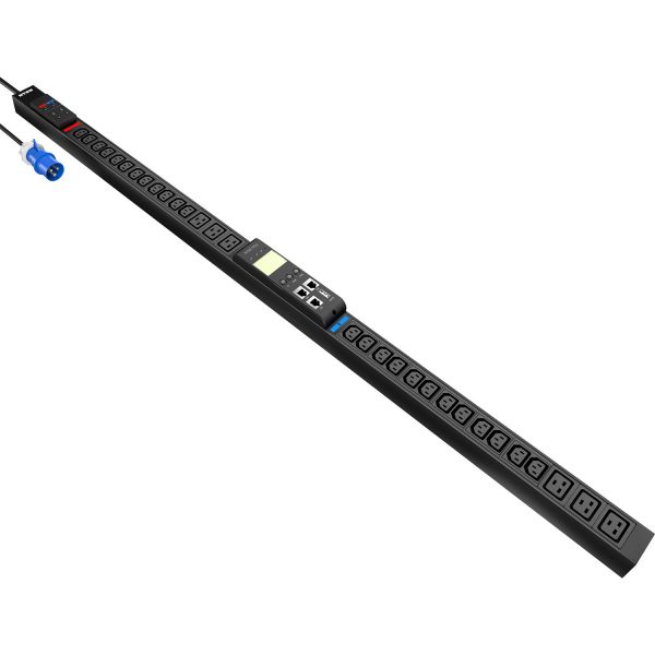 Блок распределения питания NTSS Metered, 1ф32А, 7.4кВт, 2 автоматических выключателя, (24)С13, (6)C19, 3м кабель с вилкой IEC 60309, 1324.50х52х44.4 мм